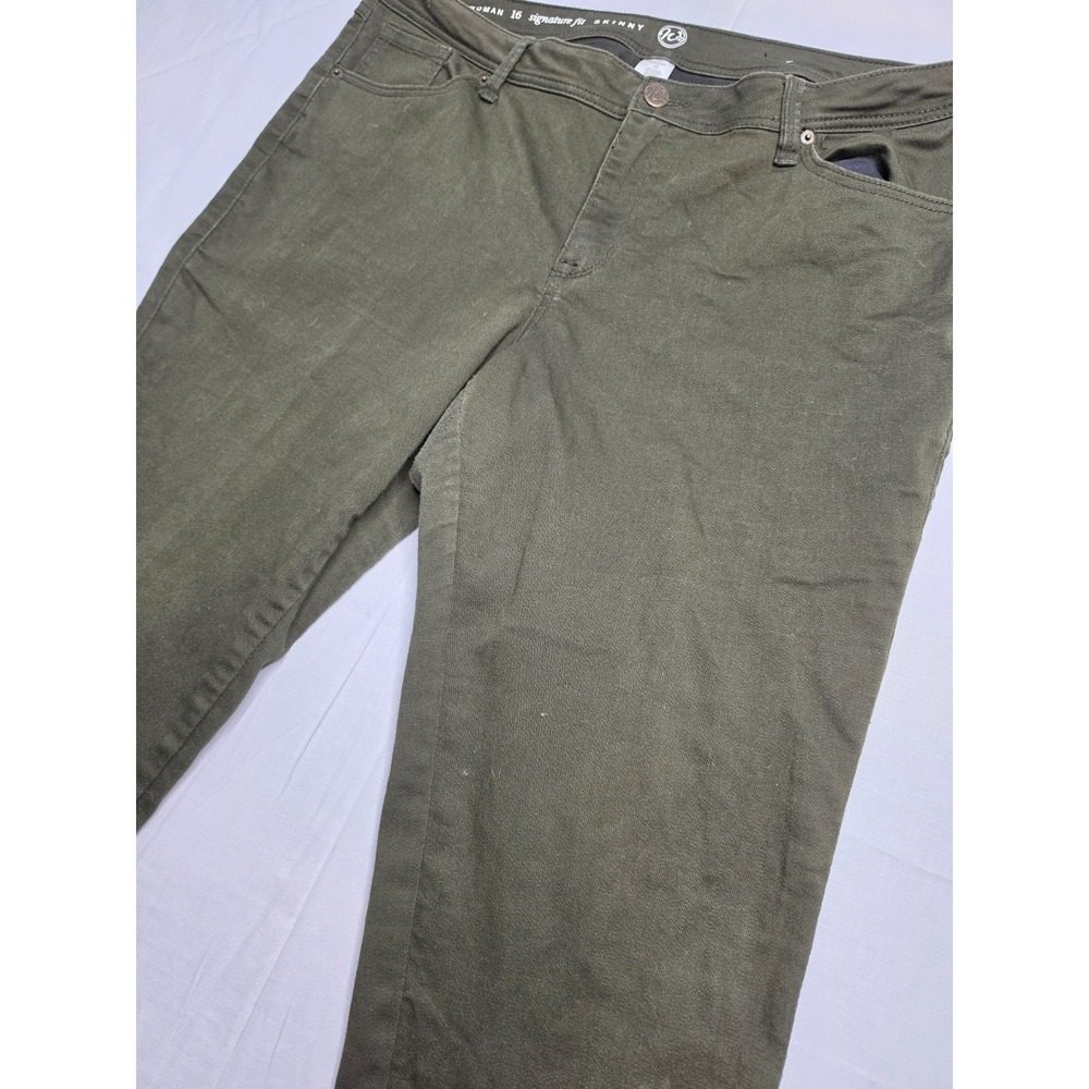 W62 Signature Fit Skinny Jeans Women's 16 Olive Green Denim 5-Pocket Streetwear - Picture 3 of 9